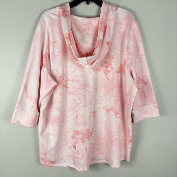 Quaker Factory Pink Rhinestones Hoodie Sweater Pullover Womans XL Sweatshirt - Picture 2 of 7